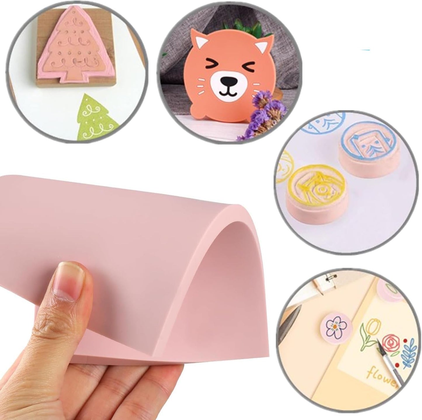 2PCS 4"x6" Pink Rubber Carving Blocks, Soft Rubber for DIY Craft Project, Linoleum Blocks for Printmaking, Stamp Making