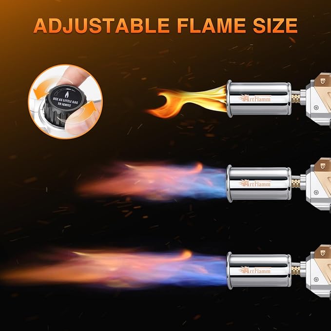 Powerful Propane Torch Gun, Kitchen Grill Torch with Detachable Design, Adjustable Flamethrower Torch Burner for Searing Steak, BBQ, Welding, Camping Charcoal Lighter(Tank Not Included)