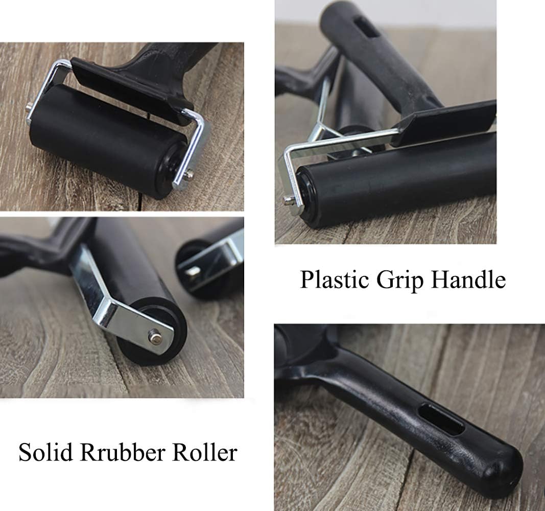 Yesland 4 Pcs Brayer Roller, Black Rubber Roller for Printmaking Wallpapers Stamping Gluing Application - 3-7/8 & 2-3/8 Inches (Pack of 2)