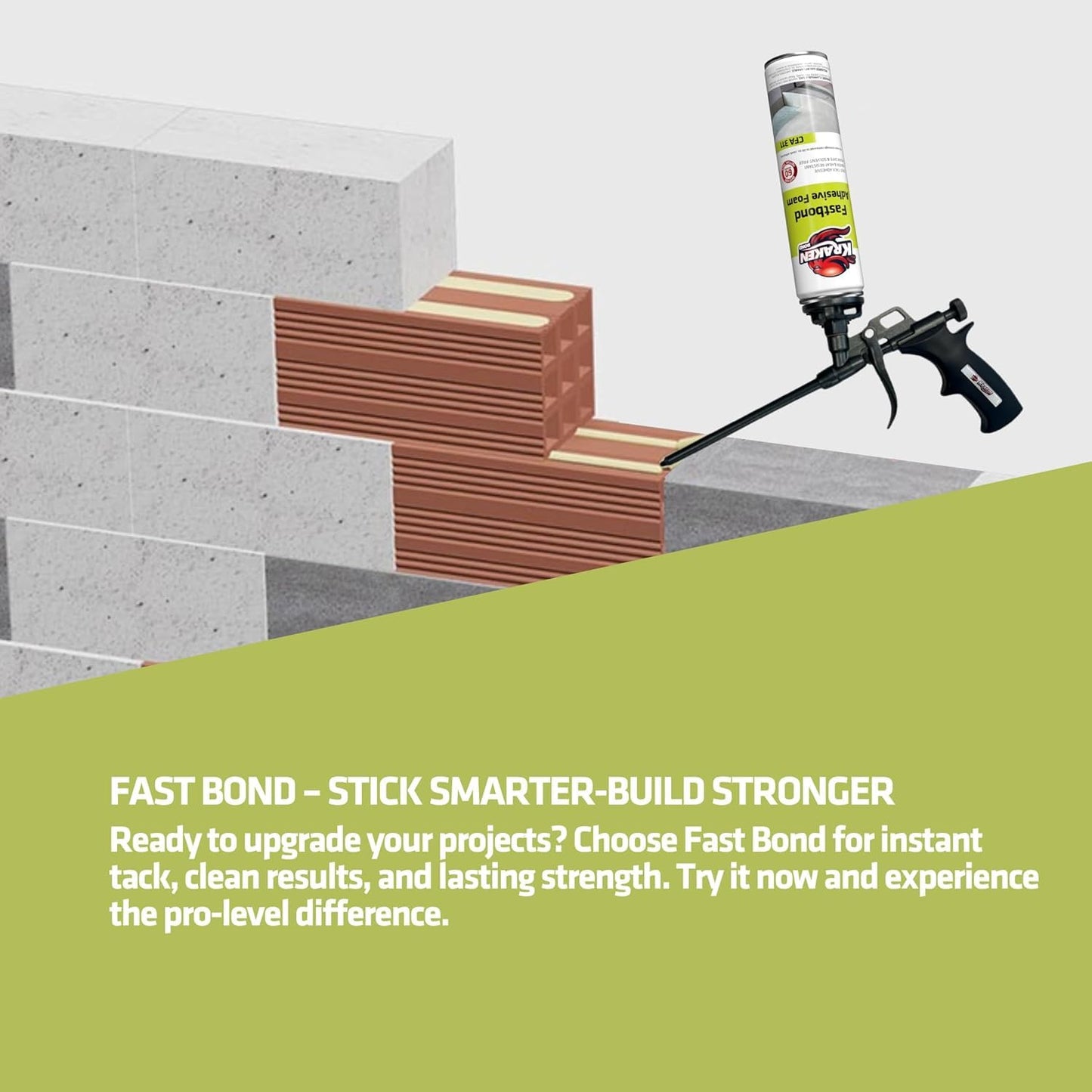 Kraken Bond Fastbond Spray Foam Adhesive (2x24oz.) - Heavy Duty Construction Adhesive for Insulation, Wall & Facade, Concrete, Stone, Subfloor, XPS & EPS Foam Board, Gun Not Included | 2 Pack