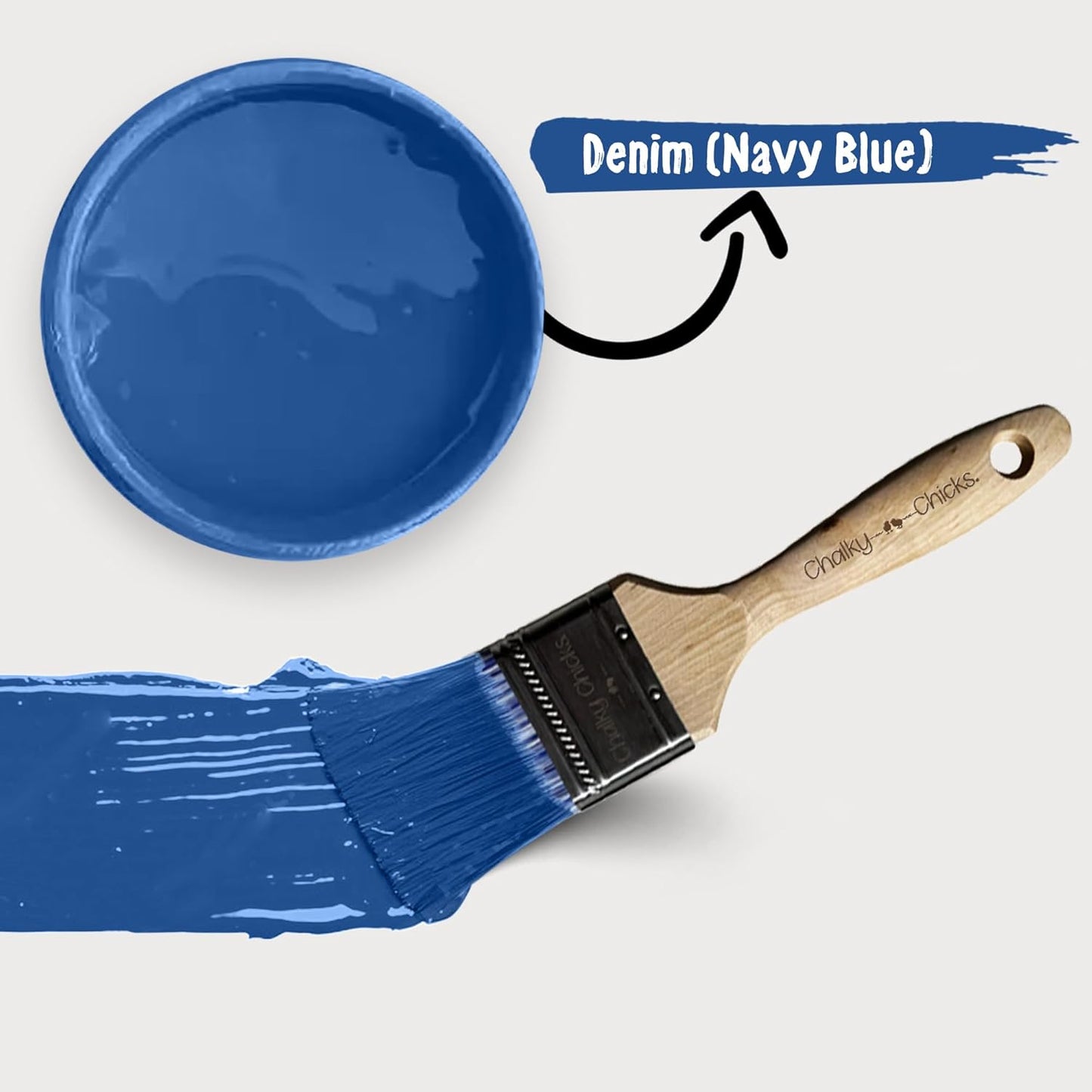 Chalky Chicks 8 Fl Oz Matte Denim (Navy Blue) Chalk Paint for Furniture Without Sanding - No Prep Furniture Paint No Sanding All in One for Crafts, Wood, Walls, Cabinet, Metal, Dresser, Farmhouse