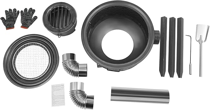 Wood Burning Stove, Steel Camping Stove with Furnace Rings, Chimney Pipes, Outdoor Heating & Cooking Hot Tent Stove, for Cooking, Backyard, Detachable