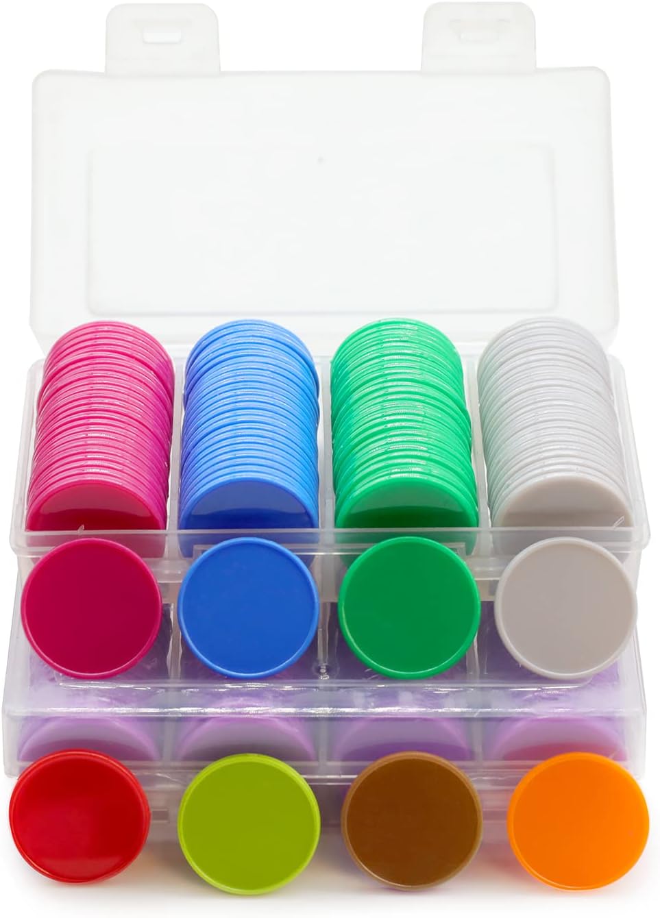 Set of 100 Opaque Plastic Learning Counters Mini Poker Chips Game Tokens with Storage Box (Chocolate, 1.58 Inch)