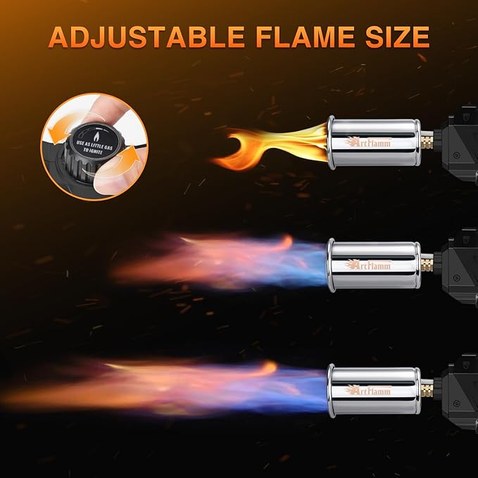 Powerful Propane Torch Gun, Kitchen Grill Torch with Detachable Design, Adjustable Flamethrower Torch Burner for Searing Steak, BBQ, Welding, Camping Charcoal Lighter(Tank Not Included)