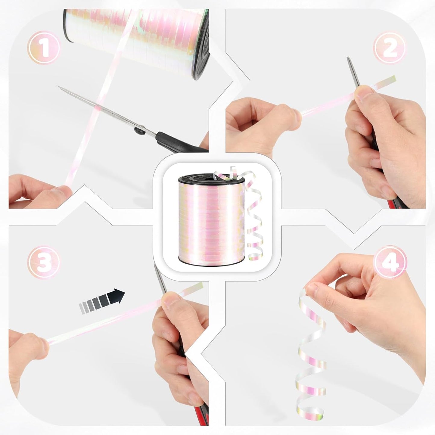 600 Yards Iridescent White Curling Ribbon 1/5 Inch Balloon String White Ribbon for Gift Wrapping, Wedding, Birthday, Art Crafts, Florists, Christmas