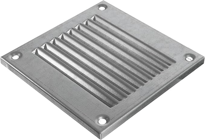 Vent Systems 4'' x 4'' Inch (Overall Dimensions) Galvanized Air Vent Cover - Metal Air Return Grill with Built in Guard Screen Mesh - HVAC Ducting Vent Duct Cover for Interior, Exterior Use
