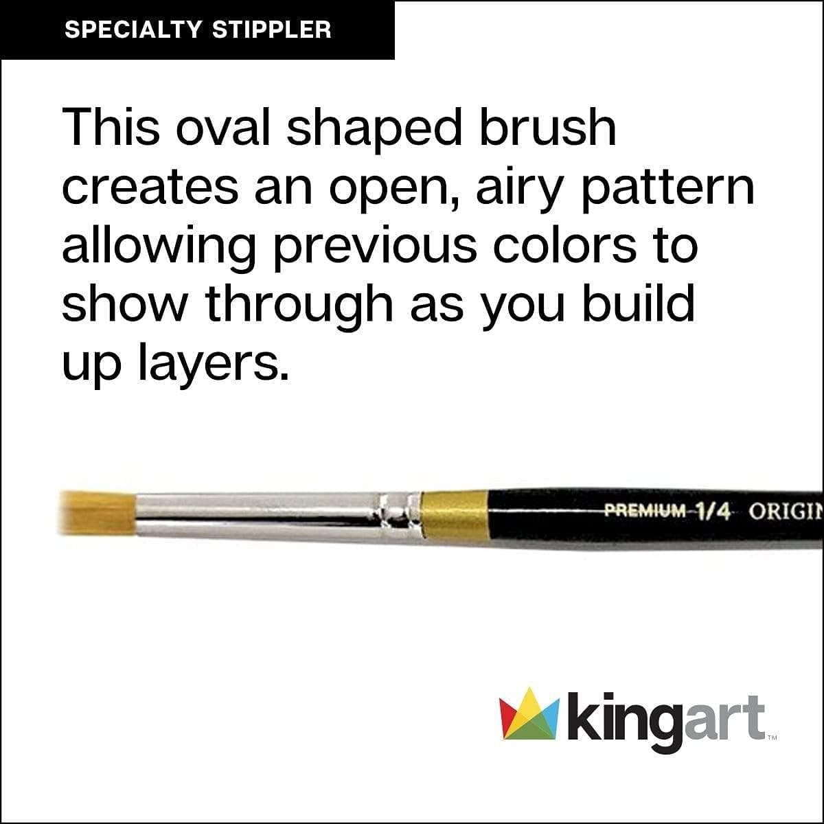 KINGART Original 9875 Series, Golden Taklon Specialty Stippler, 1/2