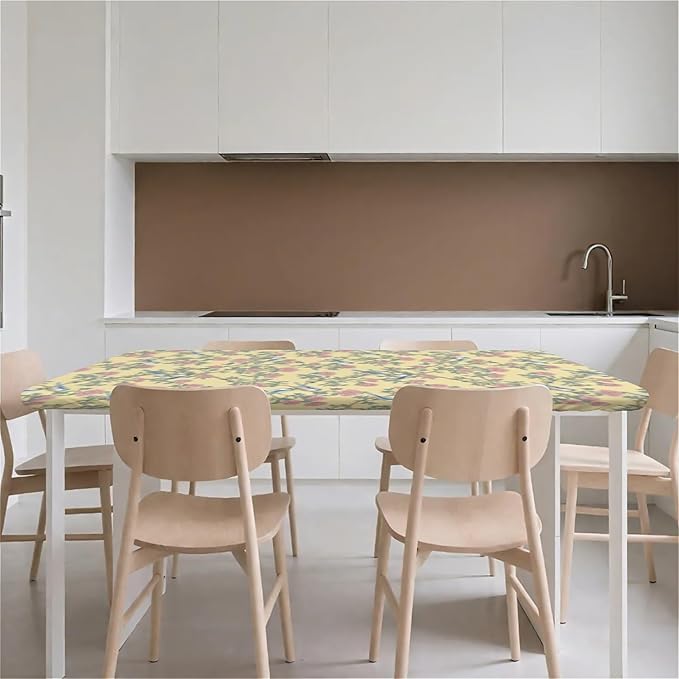Rectangle Table Cloth Cover Waterproof Elastic Fitted Polyester Fitted Tablecloths for 4 Foot Tables for Indoor,Picnic, Camping, Outdoor (48" x 30",Bird)