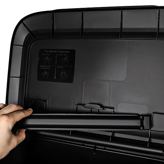 20.4 Gallon Plastic Recycling Bin, Two Compartment Garbage Container with Lift Top Lid, Black, 20.9x14.7x26 Inch
