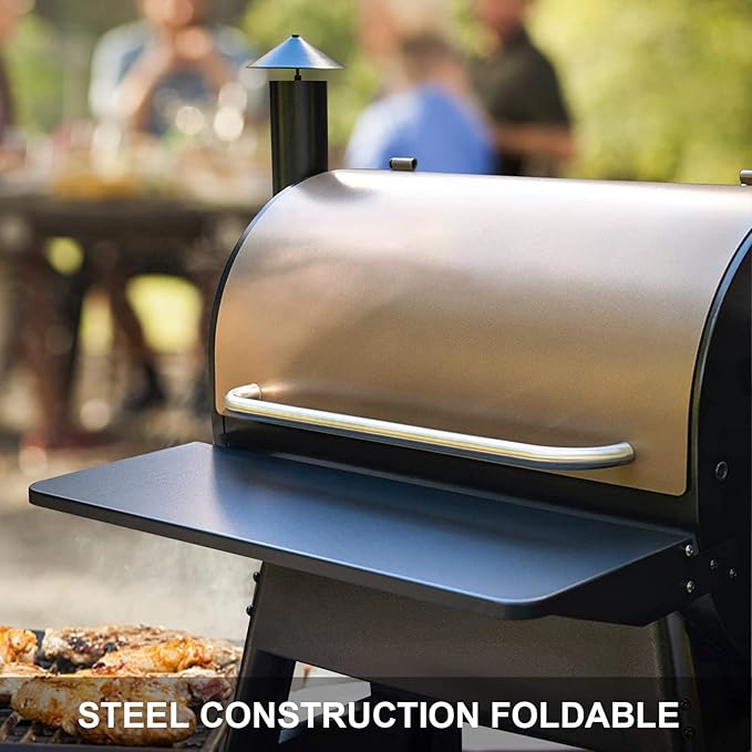 Utheer Folding Front Shelf for Traeger Pro 34, Century 885, Texas Elite 34 Pellet Grills, BAC363 Grill Accessory 37" x 12", Heavy-Duty Steel Table Supports 60 LBS, Foldable Prep & Storage Station