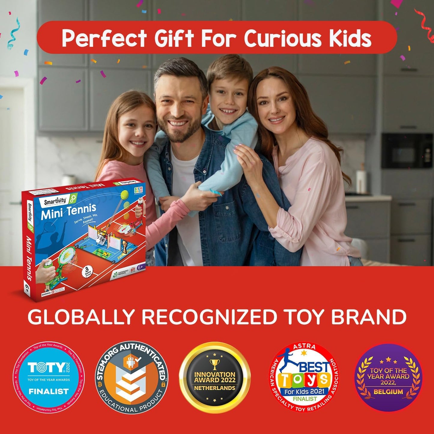 Smartivity Tabletop Tennis - Pickleball Game Kit for Kids 6 to 12, 2-Player STEM Toy with Mechanical Rackets & Scoreboard, Birthday Gift for Boys & Girls Age 6,7,8,9,10,11,12,13,14 Years