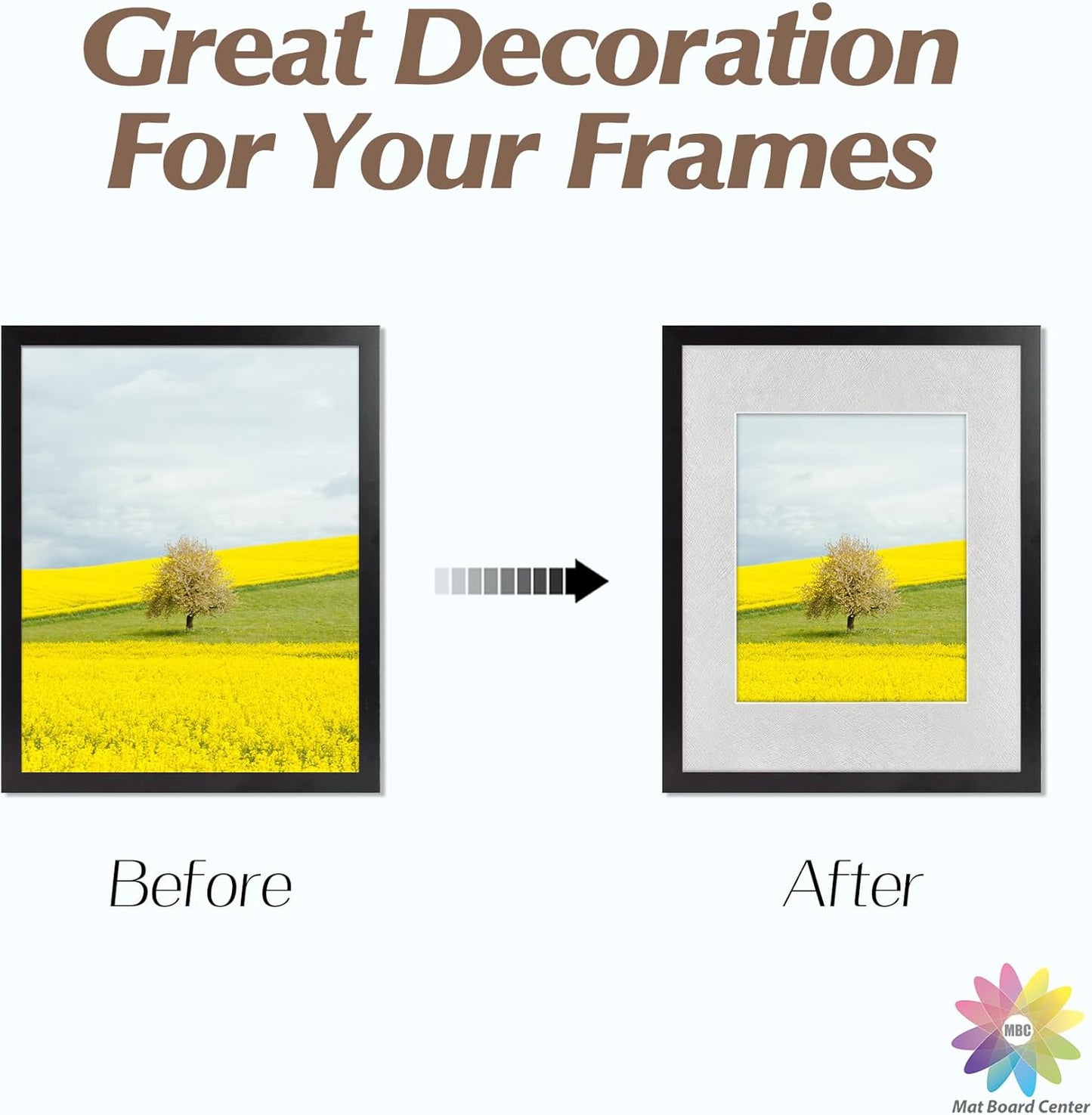 Mat Board Center, Pack of 10, 11x14 Silver Color Mats for 8x10 Pictures, Photos- Bevel Cut, Acid Free, 4-ply Thickness, White Core