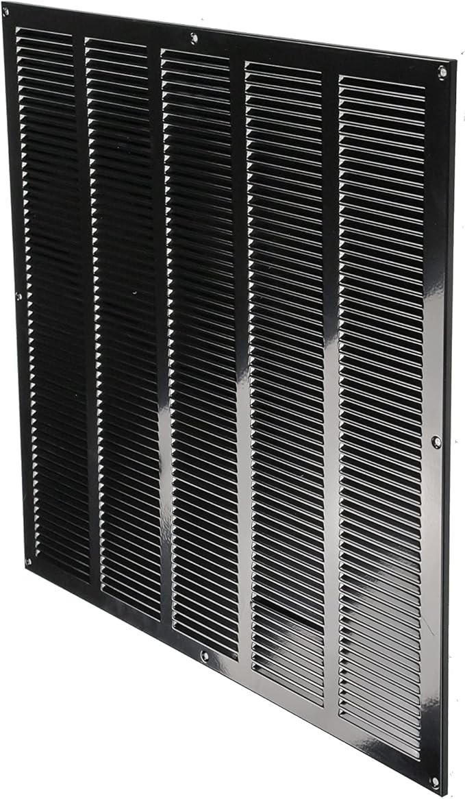 Repa Market Air Vent Cover 20x20 Inch (Outer Dimensions) Black Galvanized Steel Louvered Grill Cover with Mesh Screen/Wall or Ceiling Vent/HVAC Register for Indoor and Outdoor Ventilation