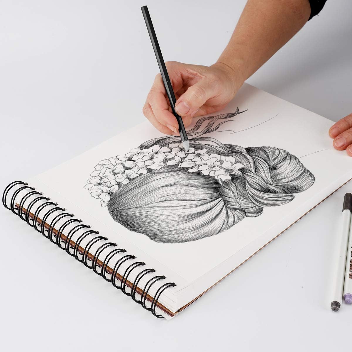 Bachmore Sketchpad 9X12 Inch (68lb/100g), 100 Sheets of TOP Spiral Bound Sketch Book for Artist Pro & Amateurs | Marker Art, Colored Pencil, Charcoal for Sketching