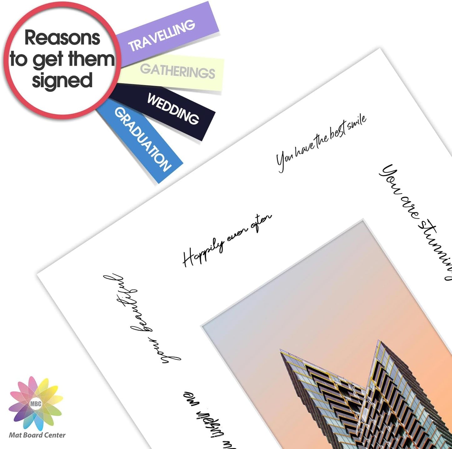 MBC MAT BOARD CENTER, 10 Pack 16x20 for 8x10 White Picture Mats Frame Mattes, Bevel Cut, Acid Free, 4-ply Thickness