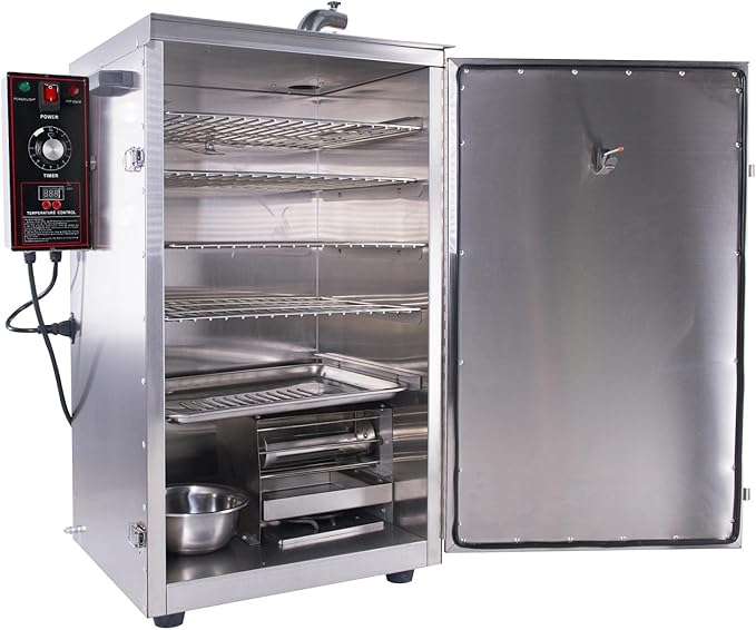 CLIVIA Electric Vertical BBQ Smoker, 5 Layers Outdoor Smoker Oven with Digital Temperature&Time Controller, Barbecue Cooking, Grilling Smoking for Fish, Sausage, Jerky, Cheese