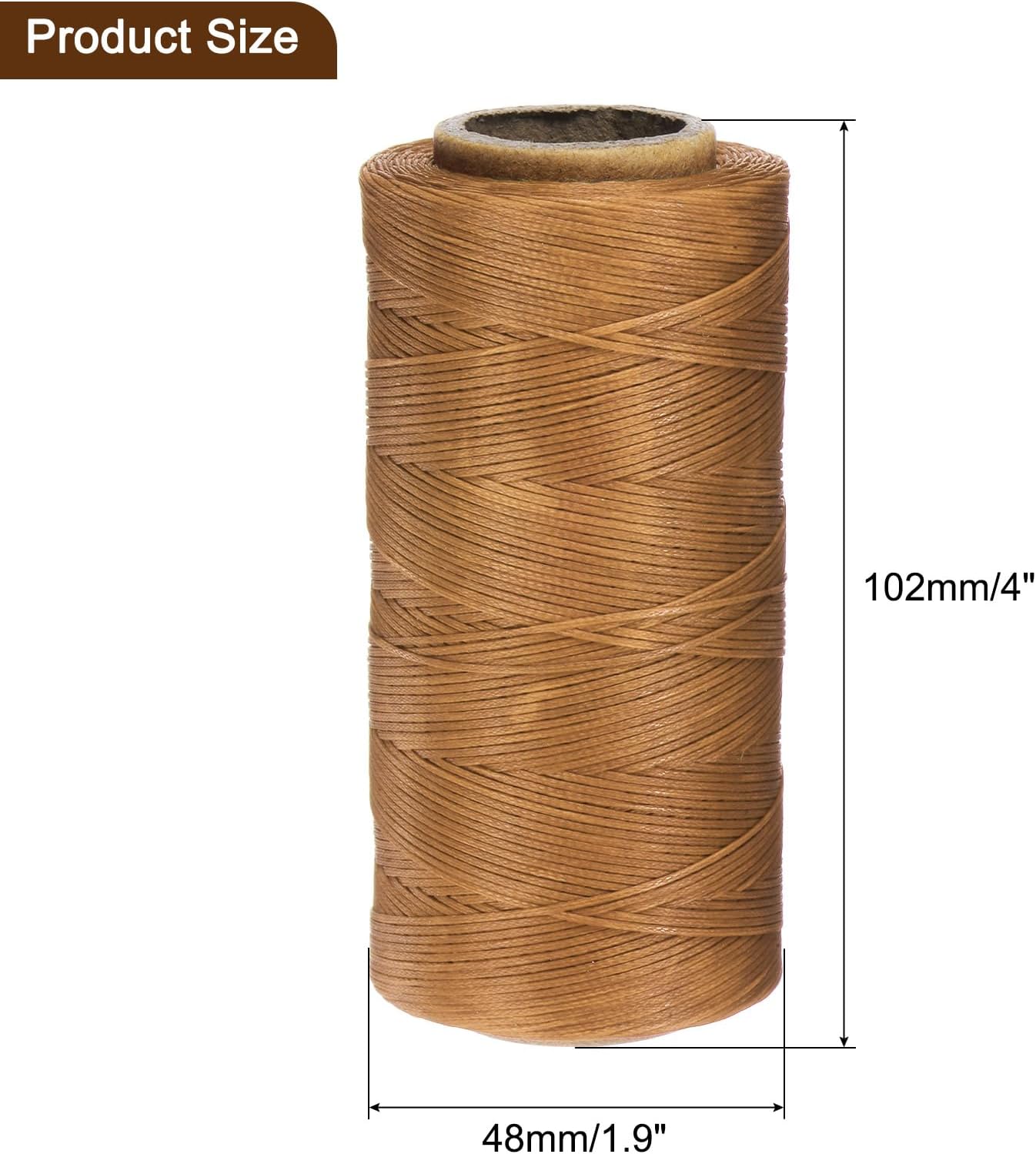 uxcell Leather Sewing Waxed Thread, 284 Yards / 260m 0.8mm 150D Flat Polyester All-Purpose Threads for Leather Crafts, Bookbinding, Golden Brown