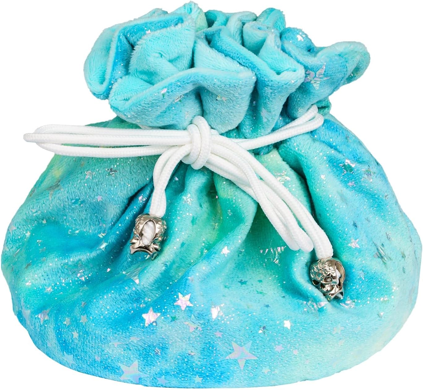 DND Dice Bags Large with Pockets Cyan Storage Bag Star Pattern for D&D RPG Game - Capacity 200+ Polyhedral Die
