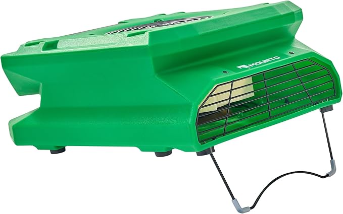MOUNTO 1/4 HP 1200 CFM Low Profile Air Mover, 2-Speed Carpet Dryer Floor Fan with Dual GFCI Outlets, Stackable Lightweight Blower for Water Damage Restoration (Green)