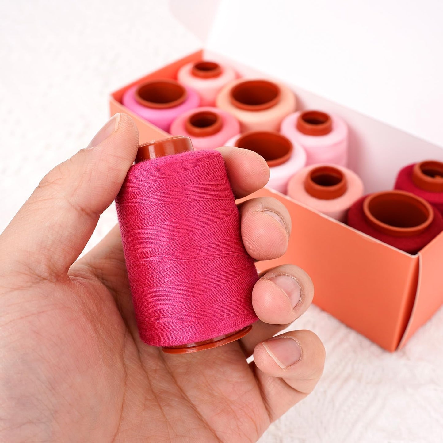10 Pcs Sewing Thread, All Purpose Sewing Thread, 10 Spools Assorted Colors Each 800 Yards of Polyester Threads for Sewing Machine, Hand Stitching, Quilting, Serger (Pink Color System)