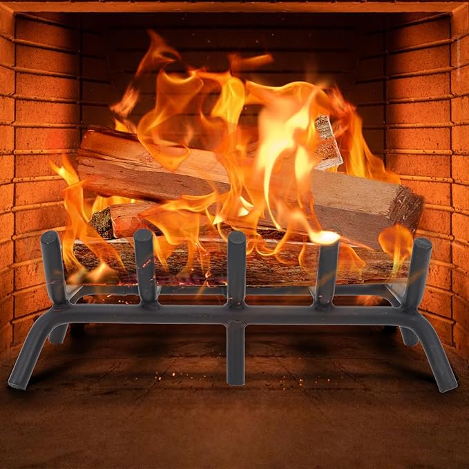 Fireplace Grate 17 inch - Fireplace Log Grates Heavy Duty Solid Round Steel | Log Grate for Fireplace No Assembly Required, Burning Wood Stove Grate for Indoor Chimney Hearth, Outdoor Camping