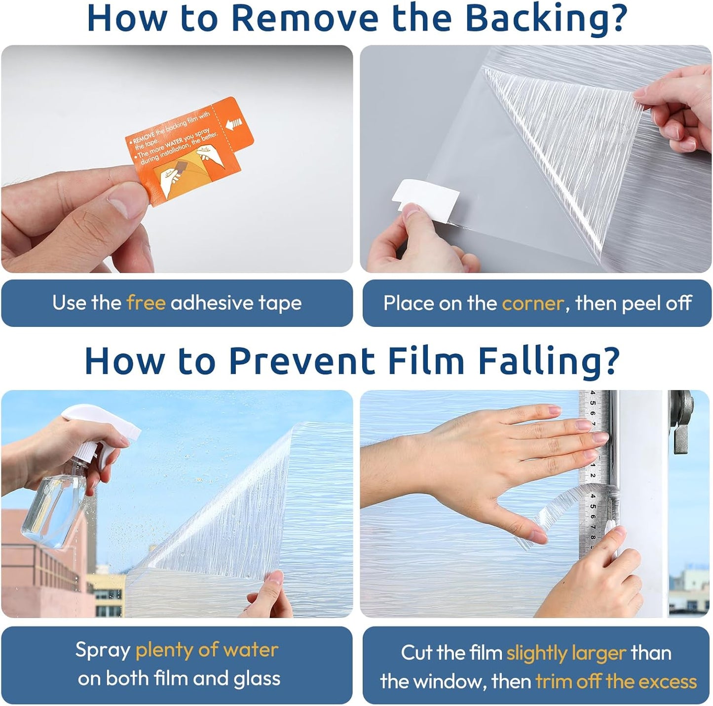 rabbitgoo Window Privacy Film Frosted Glass Film Removable Vinyl Door Coverings UV Blocking Decorative Static Cling Non-Adhesive Window Clings Sticker for Home Decor, 29.5 x 118.1 Inches