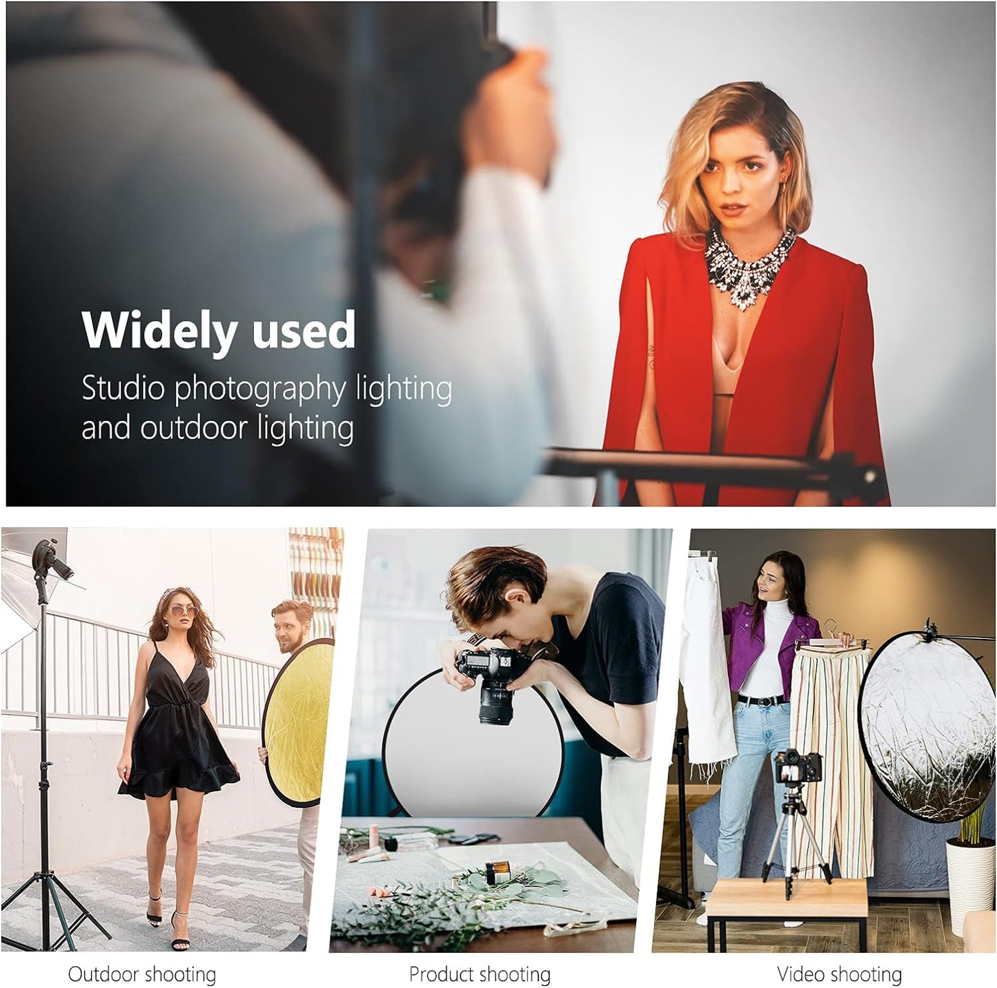 NEEWER 22 Inch/60 Centimeter Light Reflector Light Diffuser 5 in 1 Collapsible Multi Disc with Bag - Translucent, Silver, Gold, White, and Black for Studio Photography Lighting and Outdoor Lighting