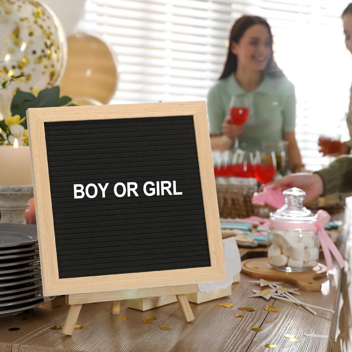 PATIKIL Felt Letter Board, 10x10Inches Black White Wooden Changeable Message Board with Storage Bag Stand for Kitchen Menu Classroom Farmhouse Decor Notes, White Letter