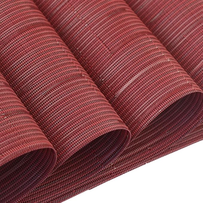 PIGCHCY Placemats Set of 8 Washable Durable Place Mats Vinyl Heat Resistant Non-Slip Table Mats Indoor Outdoor (Burgundy Red)