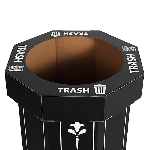 Eyely MPH1301A-SET2 Sal 25-Gallon Disposable Corrugated Cardboard Event Trash Can and Recycling Bin for BBQs, Beach, Parties & Events & Outdoor Activities, Bridal Black (Set of 2)