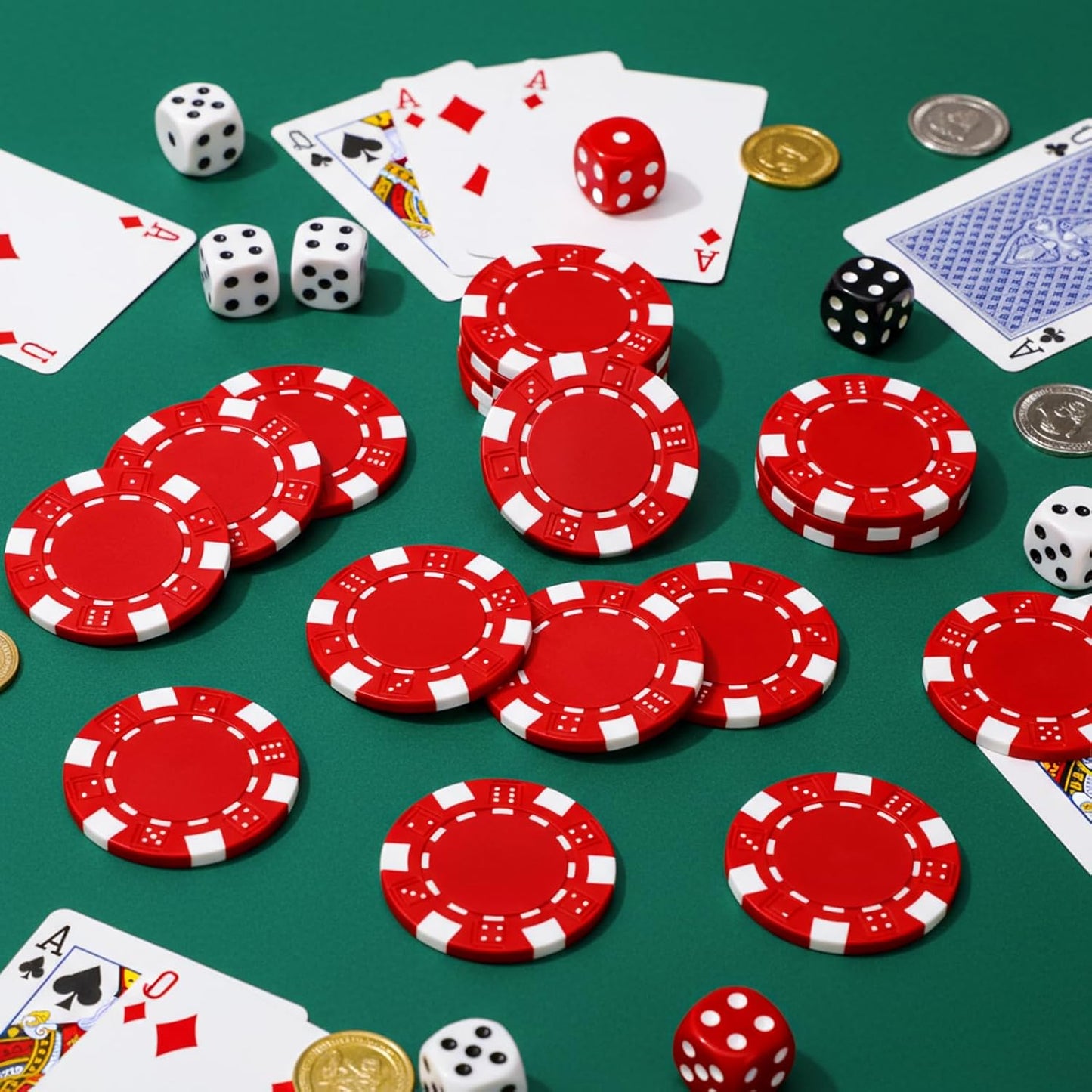 100 Pcs 11.5 Gram Poker Chips ABS Monte Carlo, 40 mm Bingo Chips Tokens Markers Blank Counting Bulk for Blackjack, and Card Night Poker Games