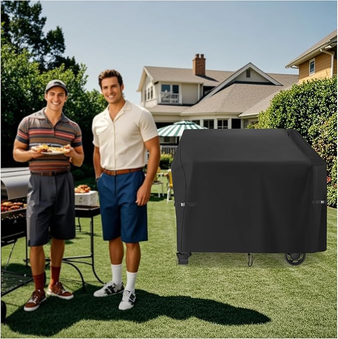 Grill Cover for Weber Searwood 600 XL Pellet Grill, Heavy-Duty 600D Griddle Cover Waterproof BBQ Grill Cover - 51" L×24" W×43" H, Black