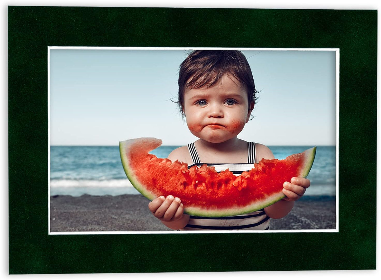 Pack of TEN 11x14 Mats Bevel Cut for 8.5x11 Photos - Acid Free Green Suede Precut Matboards For Pictures, Photos, Framing - 4-ply Thickness