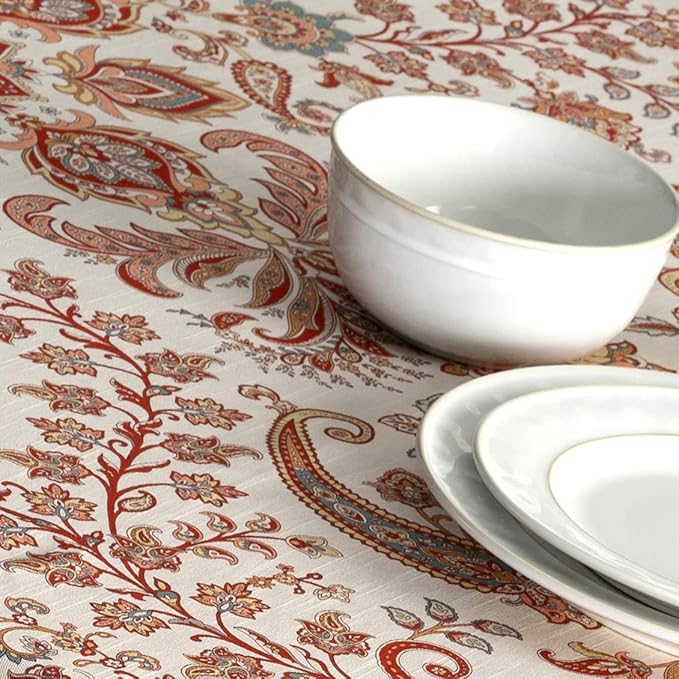 Maison d' Hermine Table Cloth Rectangle Table 100% Cotton 54 x 72 Inches Fall Tablecloth Reusable Everyday Use for Thanksgiving Christmas Decorations Dining Farmhouse Party (Cachemire)