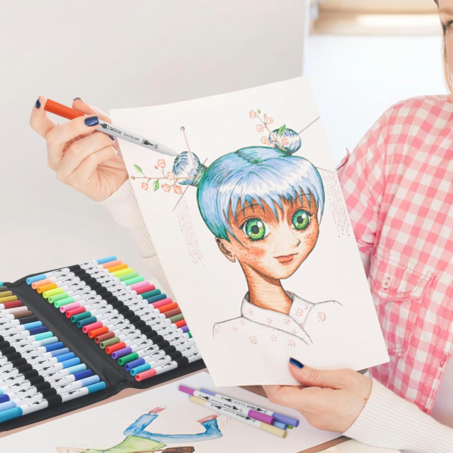 ZSCM 160 Colors Duo Tip Brush Markers Art Pen Set, Artist Fine and Brush Tip Colored Pens, for Adult Coloring Books Christmas Cards Drawing, Note taking Lettering Calligraphy Journaling