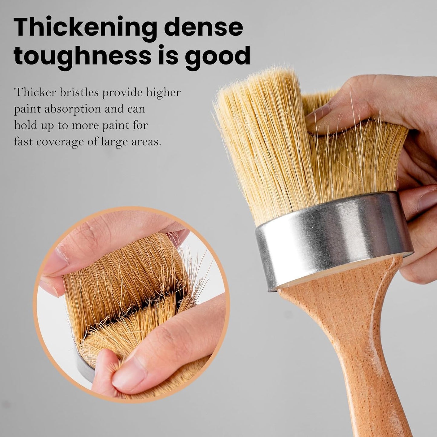 Chalk and Wax Paint Brush Furniture Set of 4, Small Round and Large Oval Brush with Natural Bristles, Perfect for Painting or Waxing Furniture, Ideal for Home Decor