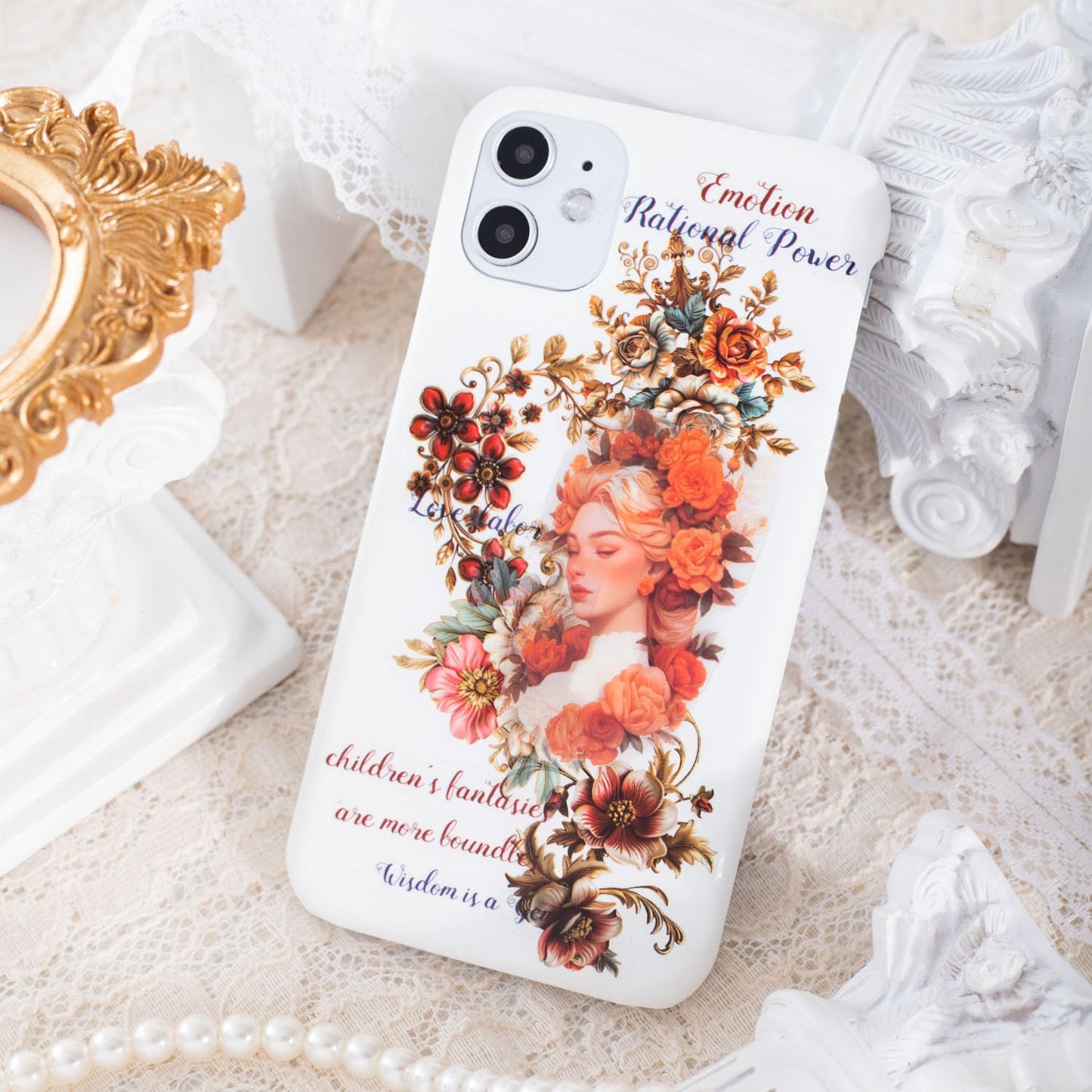 6PCS Baroque Flower PET Tape Set, Vintage Floral Pre-Cut Tapes for Journaling, Scrapbooking, and Junk Journal Ephemera, with Decorative Clip