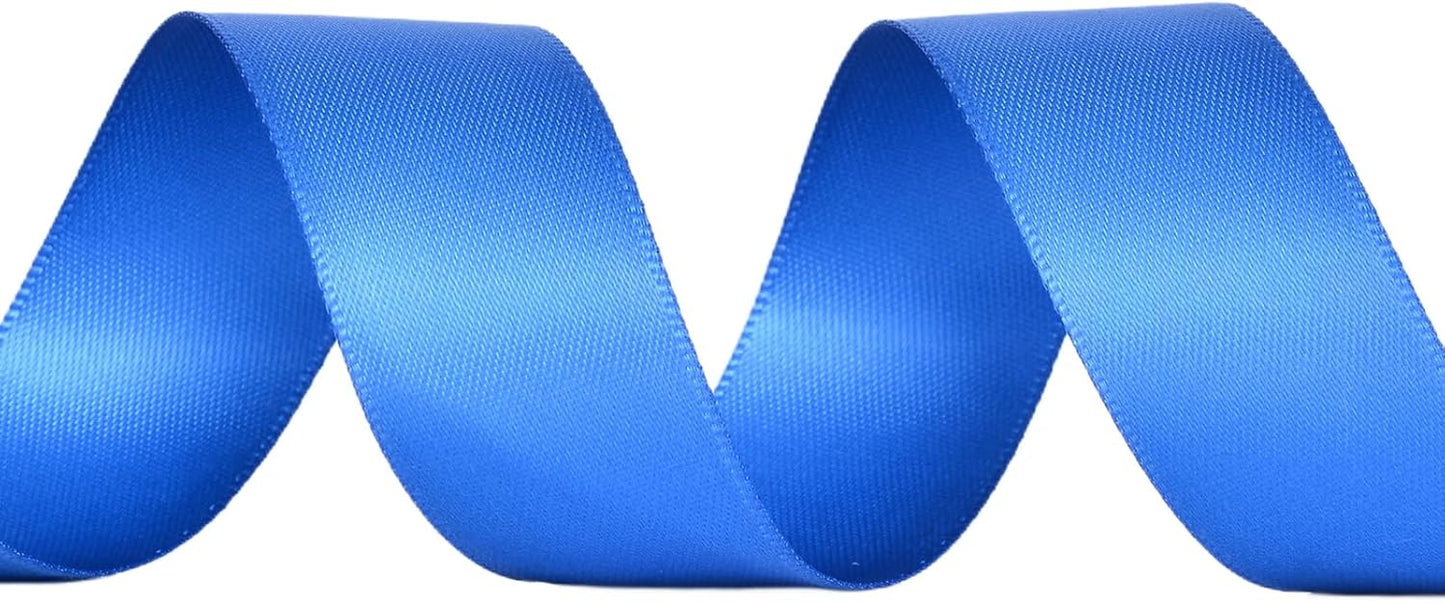 YAMA Royal Blue Double Faced Satin Ribbon, 7/8 Inch 25 Yards Royal Blue Ribbon for Gift Wrapping Crafts Hair Bows Wedding Party Decoration