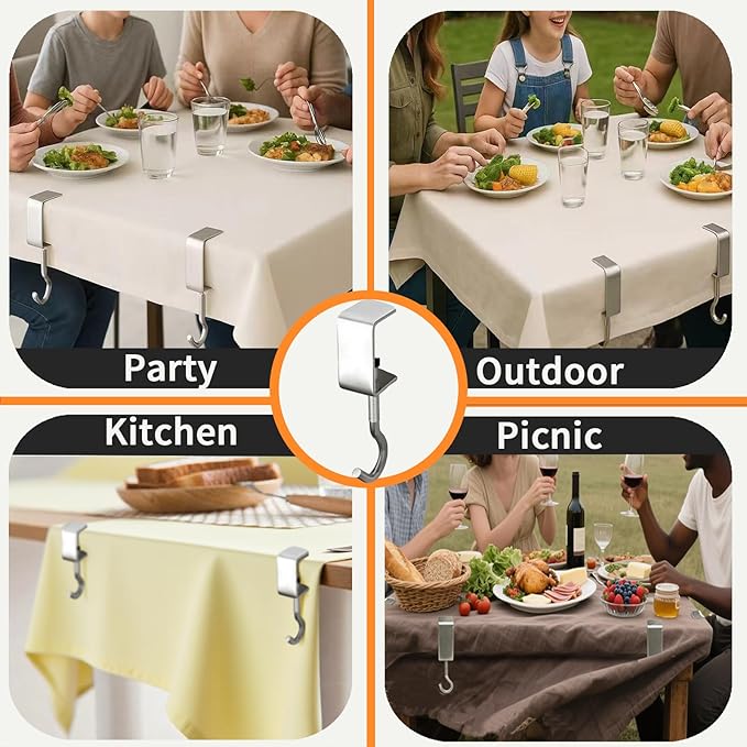 6 Packs Adjustable Tablecloth Clips - Heavy Duty Picnic Table Clips, Windproof Steel Table Cloth Cover Clamps Table Cloth Holders for Restaurant Picnics Marquees Weddings Graduation Party (small)