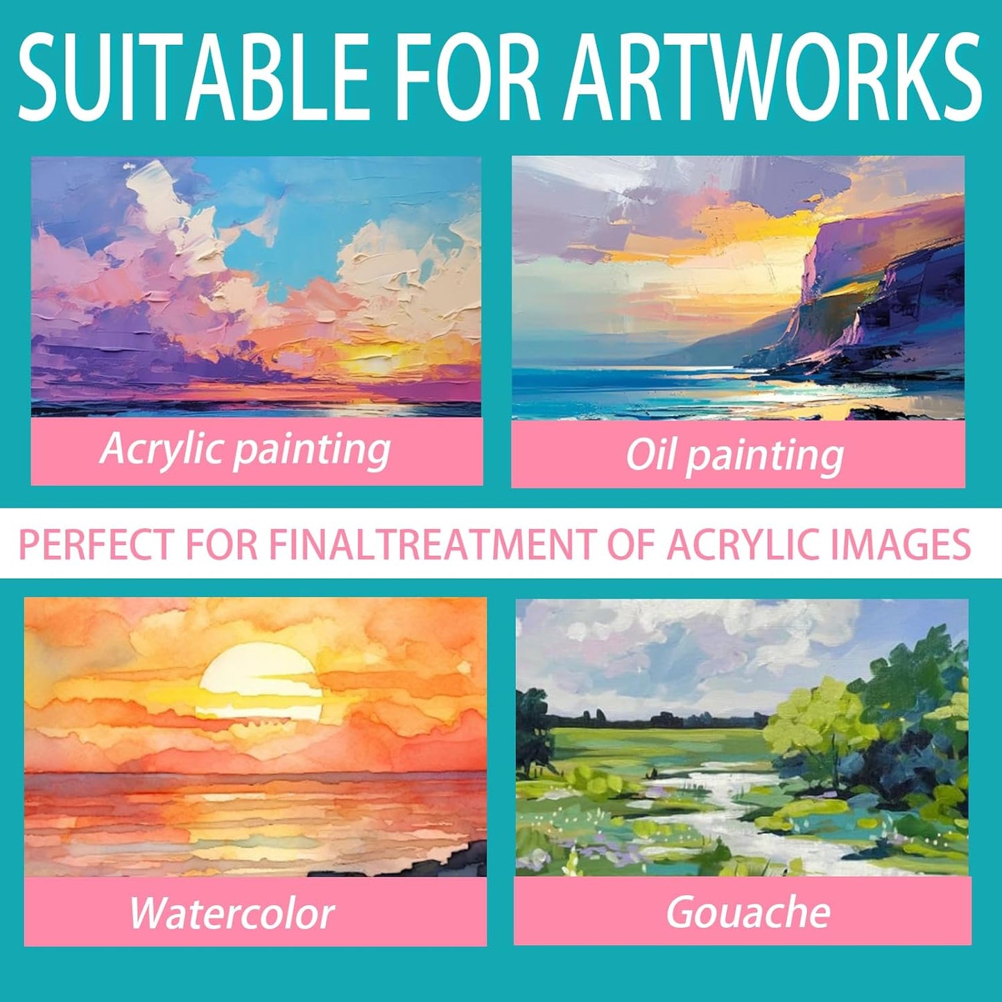 SNOWSUN Matte Varnish for Acrylic Painting, 1L Professional Acrylic Artist's Varnish, Matte Finish, Non-Yellowing, Non-Toxic, Suitable for Artists, Hobby Painters & Kids