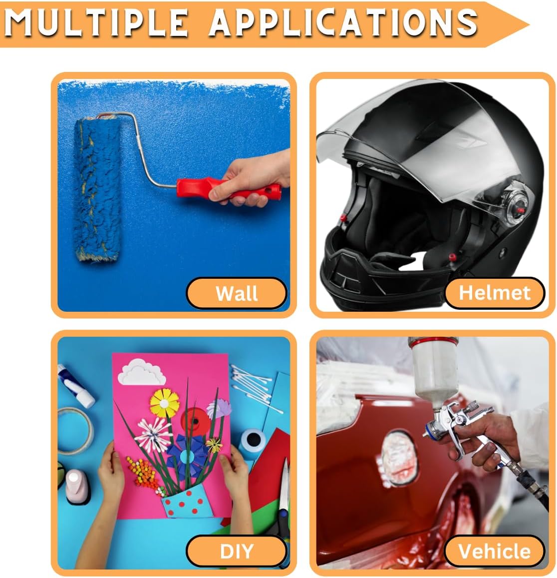 5 Rolls Pinstripe Tape - Masking Tape 1/16", 1/8", 1/4", 1/2", 3/4" - Thin Painters Masking Automotive Tape for DIY, Car, Auto, Paint, Art, Tumblers (Orange)