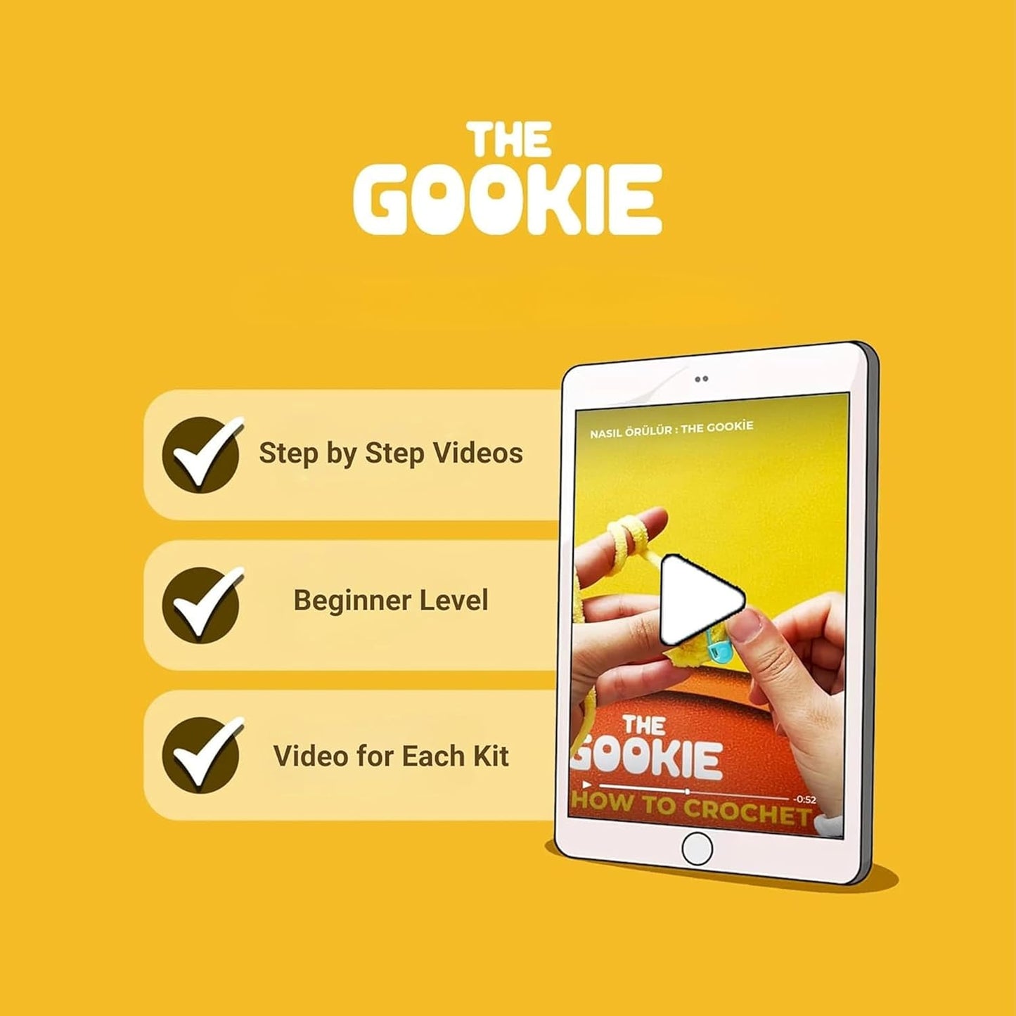 THE GOOKIE Amigurumi Crochet Kit for Beginners β DIY Crochet Kit with Yarn, Hook, Eyes & Stuffing β Easy Starter Set with Video Tutorials β Cute Plush Toy Craft Gift for Kids, Teens & Adults (Panda)