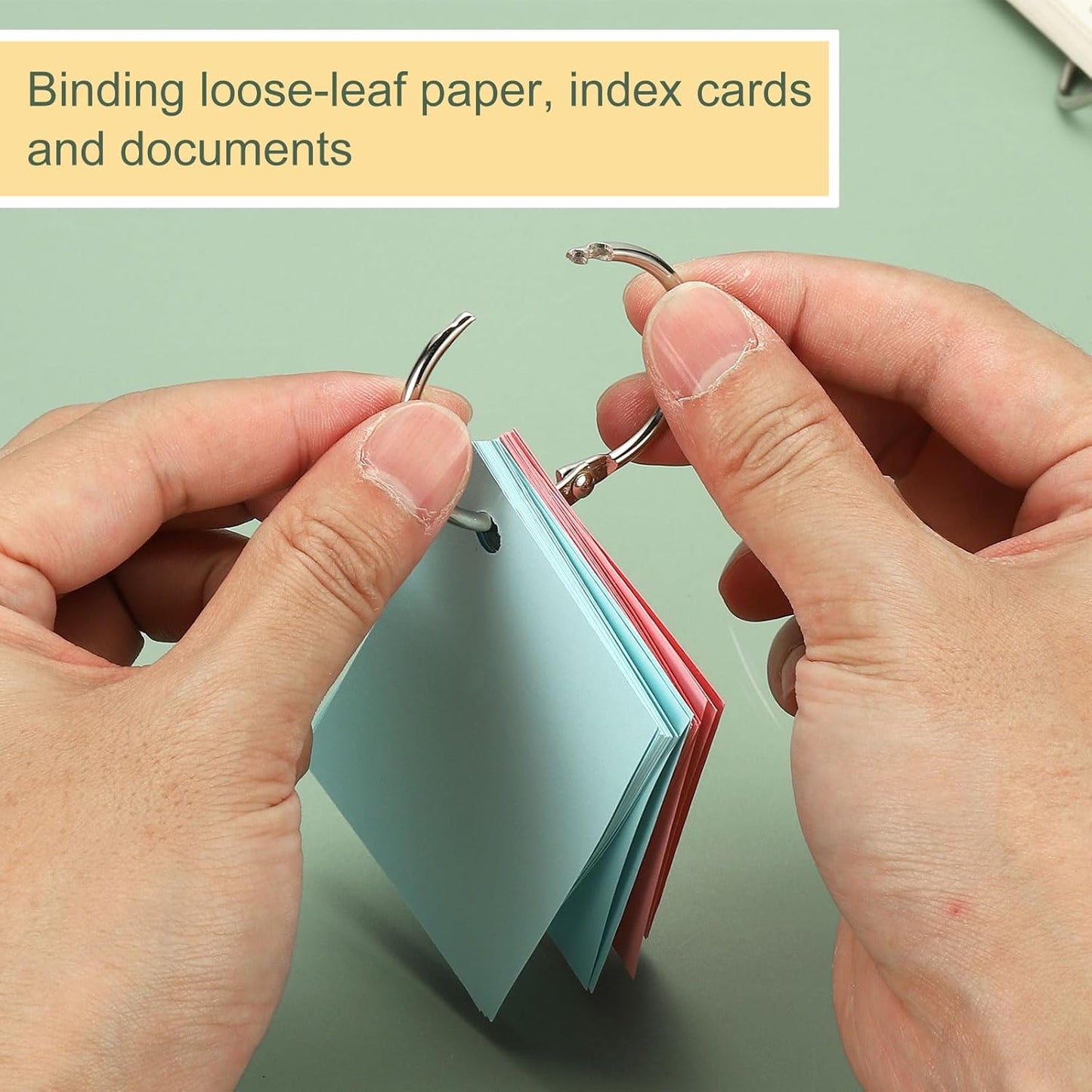 PATIKIL 2.2" x 2.4" Loose Leaf Binder Rings, 30 Pcs Metal Book Rings Nickel Keychain Ring for Paper Index Cards Flash Card Notebook Rings Office Home Book Binder, Silver Tone