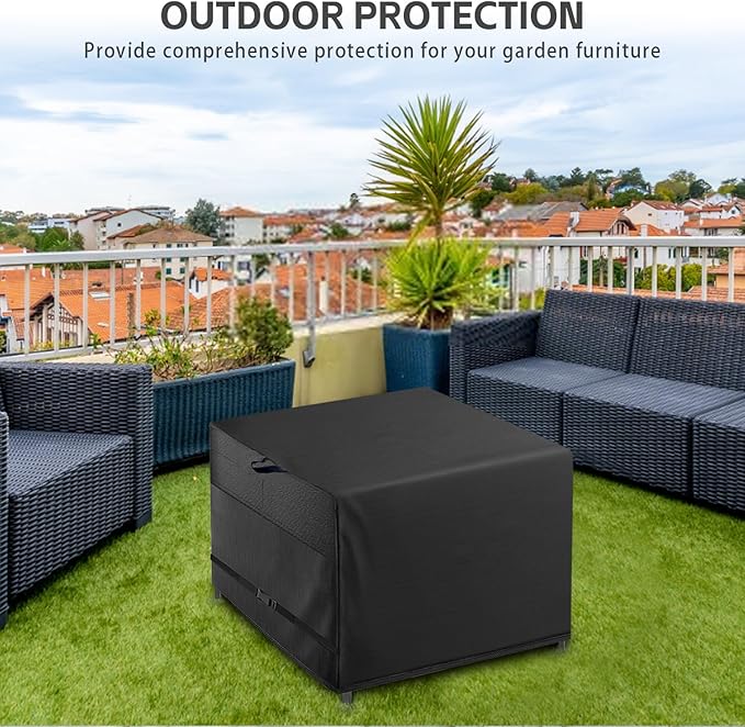 Outdoor Patio Square Table Cover 36 inch Black Heavy Duty Waterproof Cover for Square Slatted Tabletop