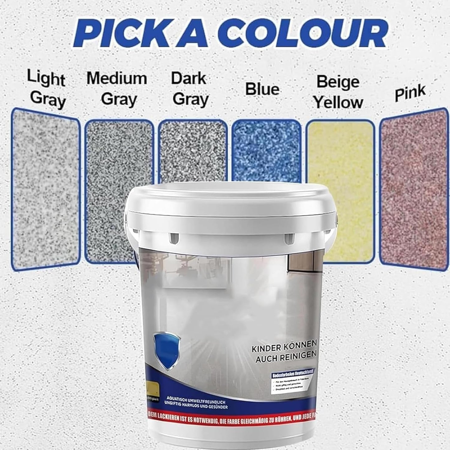 Epoxy Floor Paint, Epoxy Colored Sand Floor Paint, High-Gloss Marble Effect Self-Leveling Coating, Waterproof, Non-Slip, Ultra-Durable for Garage, Basement, Wood Floors (White Heather Gray,22 lb)