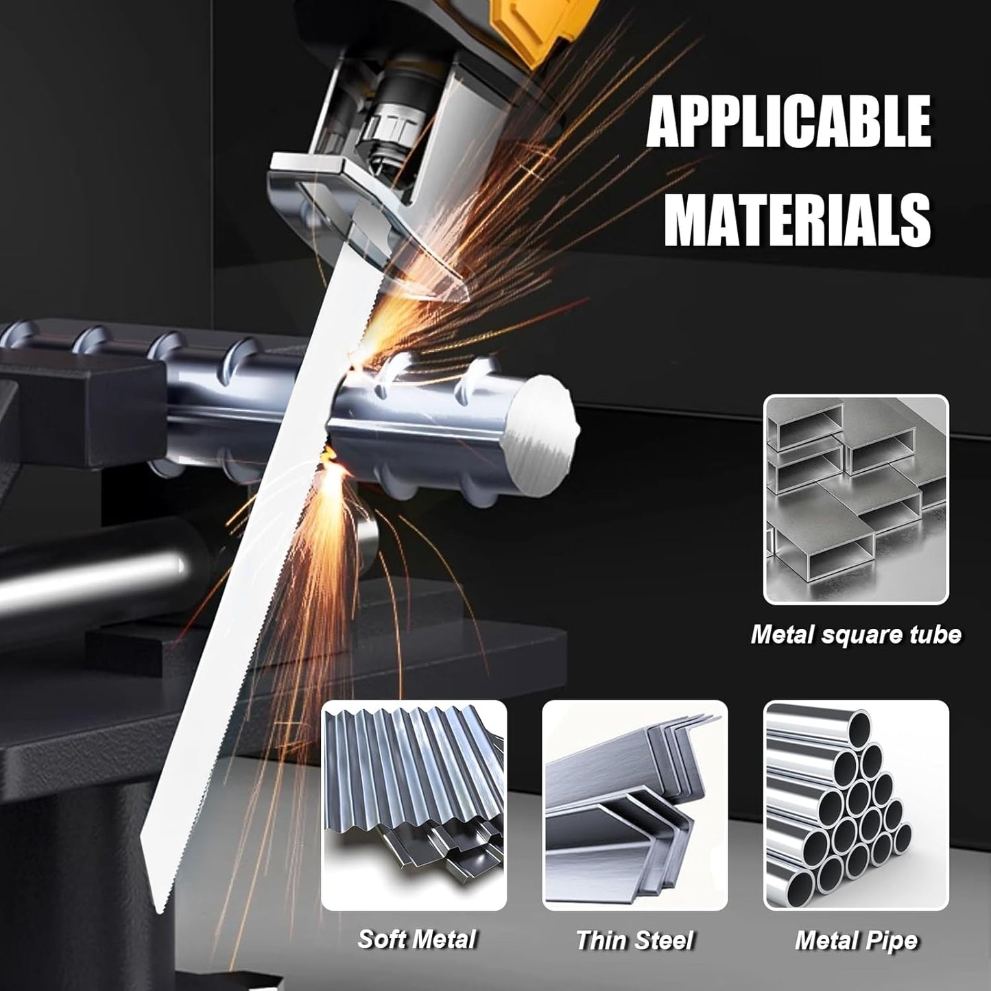 10 Pack 9 inch Reciprocating Saw Blades Set,18 TPI High Carbon Saw Blades, Metal Saw Blades with Organizer Case (10, 18TPI/225mm)