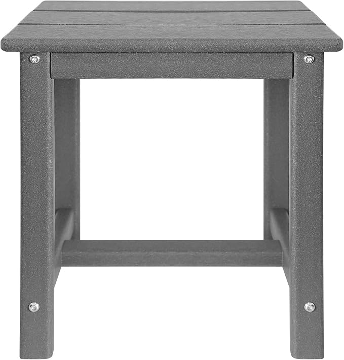 Adirondack Square Side Table,one-Tier Outdoor end Table, Patio Side Table for Pool,Porch,Backyard,Relaxing Companion (Grey)