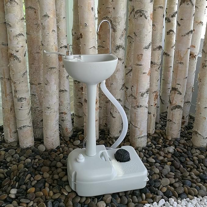 Portable Sink and Toilet - Detachable Outdoor Sink Station and Camping Toilet - 19L Hand Washing Station with Foot Pump - 20L Waste Holding Tank Flushing Toilet - Perfect for Camping RV Boat Travel