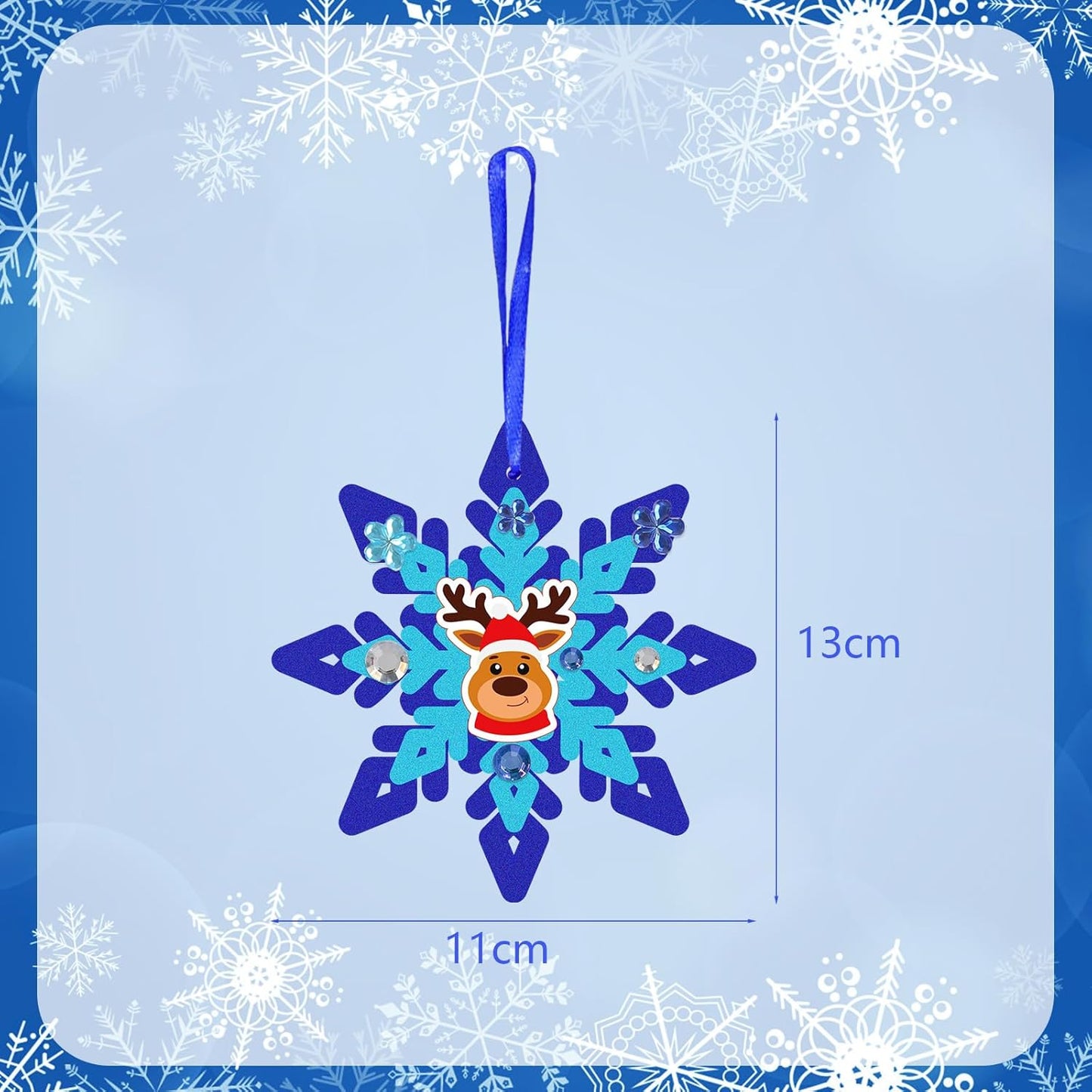 Fennoral 18 Pack DIY Snowflakes Craft Kit for Kids Make You Own Snowflake Foam Sticker Ornament DIY Christmas Arts and Crafts for Chirstmas Party Supplies Winter Christmas Tree Decoration