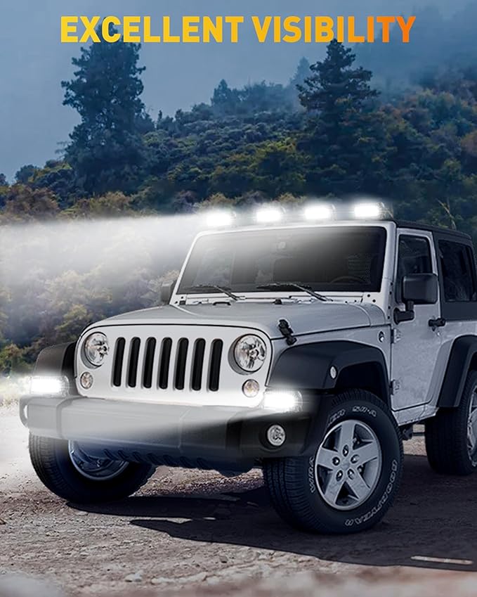 NAOEVO 7 Inch LED Light Bar, LED Off Road/Fog Lights, Work for Truck Tractor Boat ATV UTV, 4 Pcs with 4 Leads Wiring Harness (White)